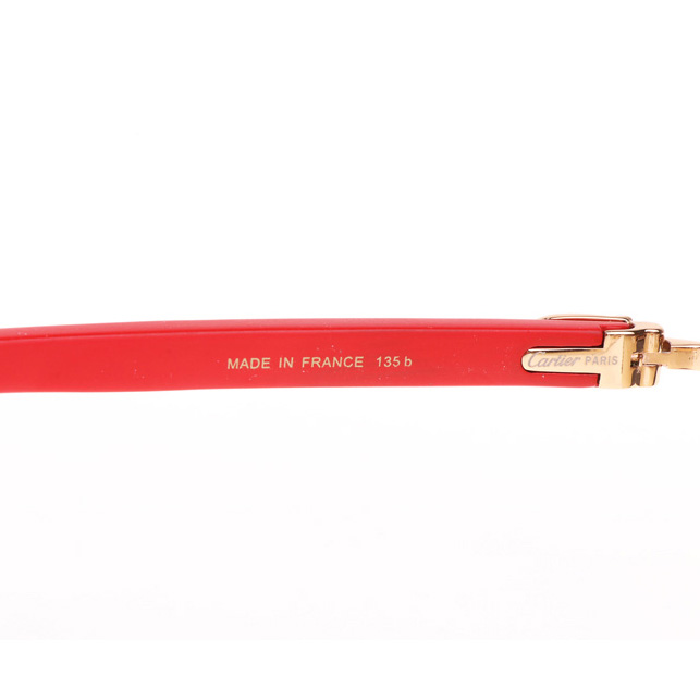 Cartier CT_3524012 Red Wood Sunglasses In Gold Brown - FashionPlug