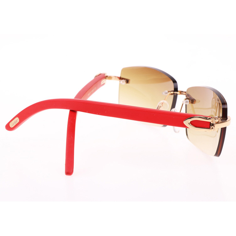 Cartier CT_3524012 Red Wood Sunglasses In Gold Brown - FashionPlug