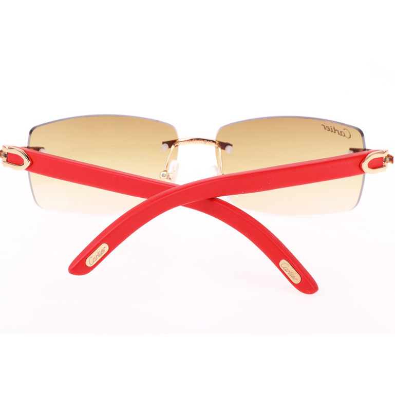 Cartier CT_3524012 Red Wood Sunglasses In Gold Brown - FashionPlug
