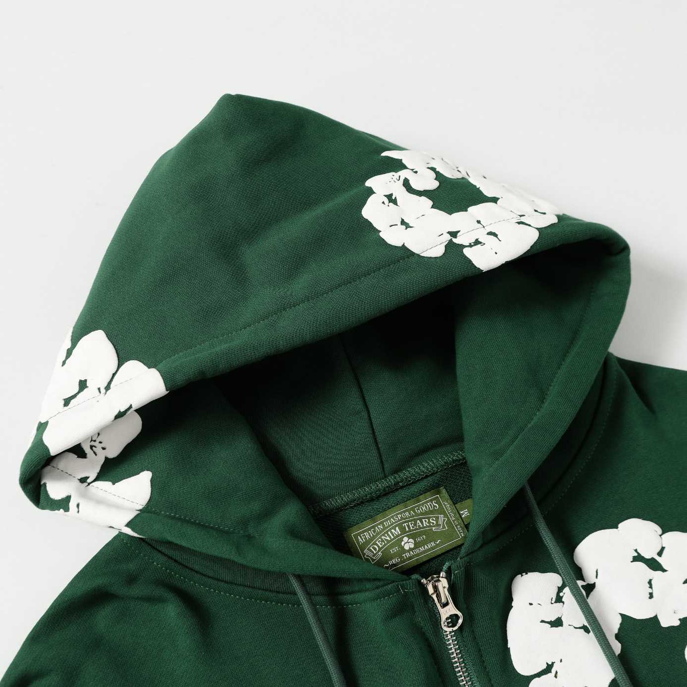 Denim Tears Cotton Wreath Zip Hoodie Green - FashionPlug