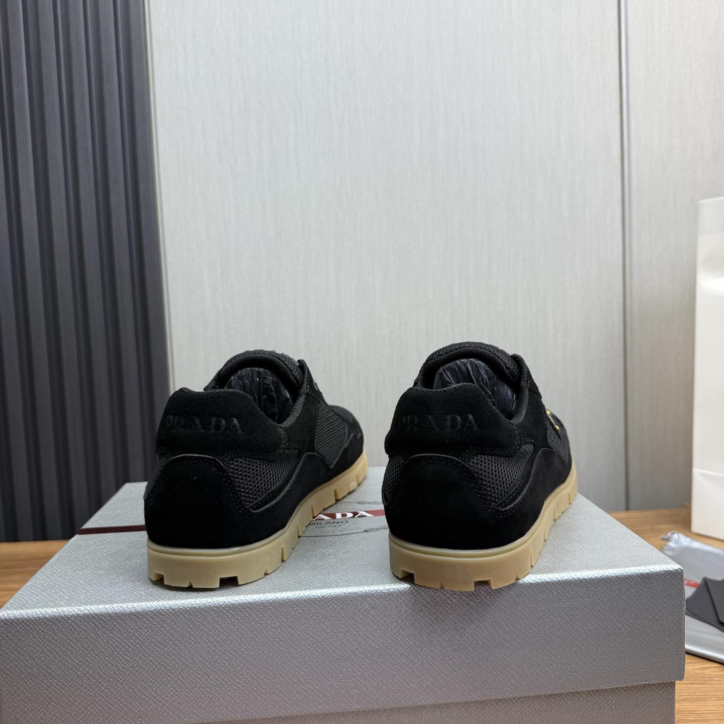 Prada Trail Mesh Fabric And Suede Sneakers - FashionPlug