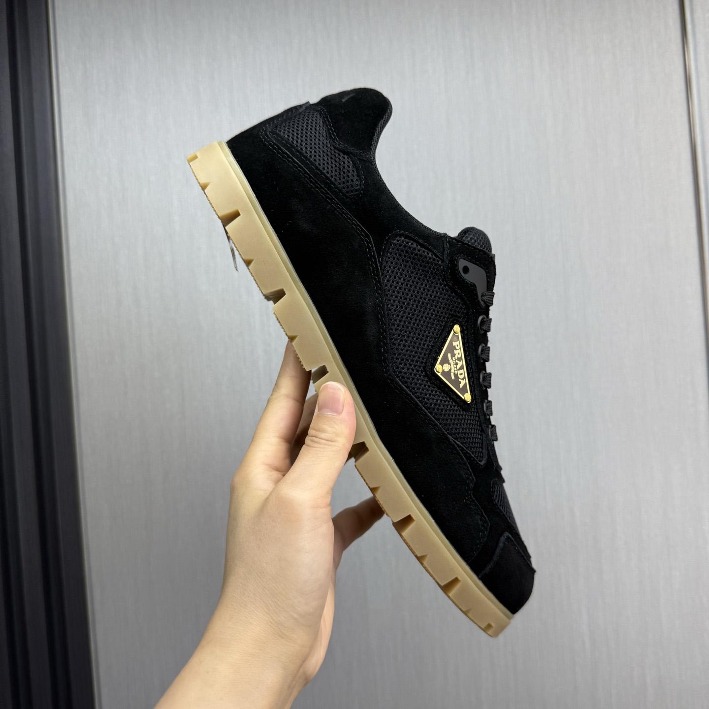 Prada Trail Mesh Fabric And Suede Sneakers - FashionPlug