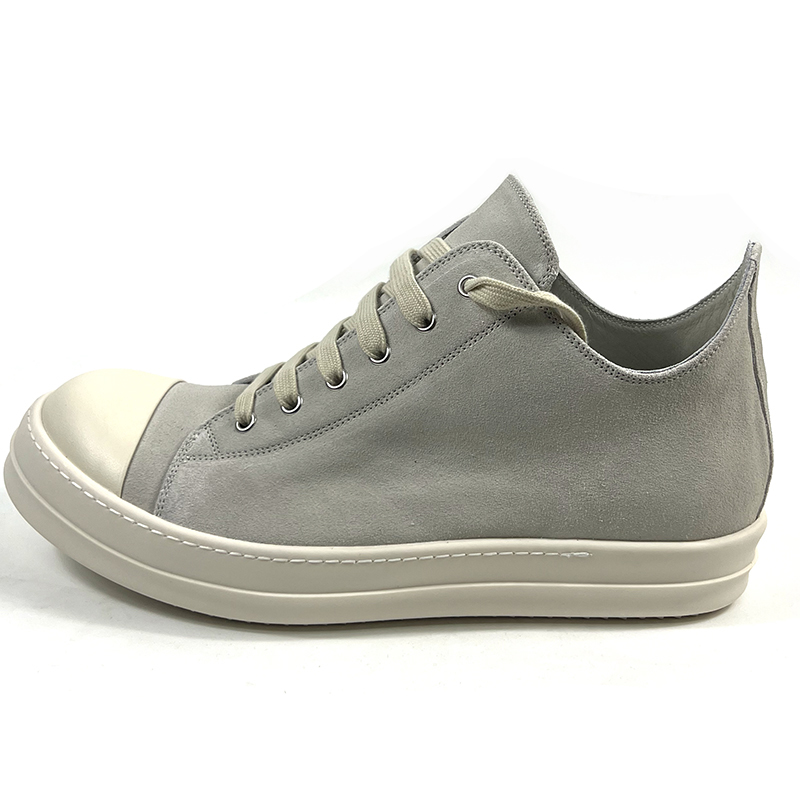 Rick Owens Low Tops Grey Suede Shoes - FashionPlug