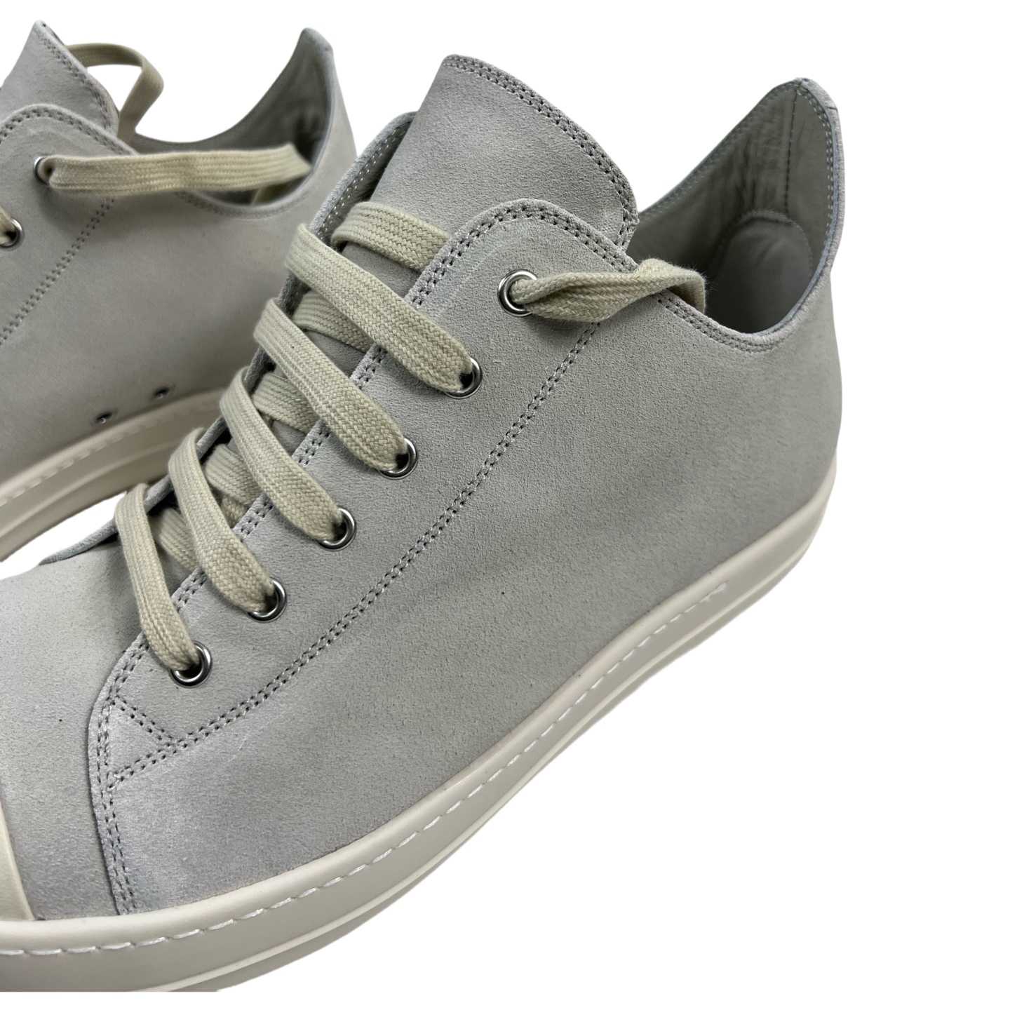 Rick Owens Low Tops Grey Suede Shoes - FashionPlug