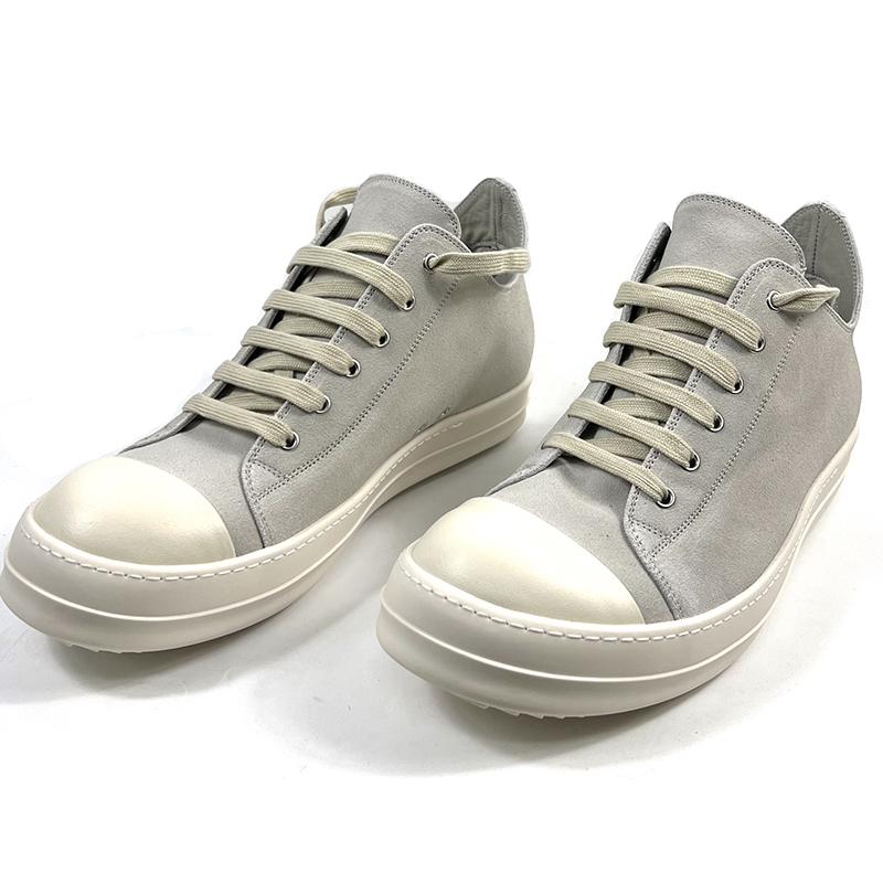 Rick Owens Low Tops Grey Suede Shoes - FashionPlug