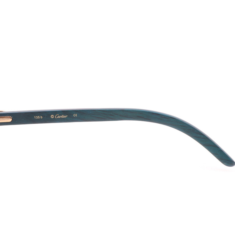 Cartier CT_3524012 Green Wood Sunglasses In Gold Gradient Blue - FashionPlug