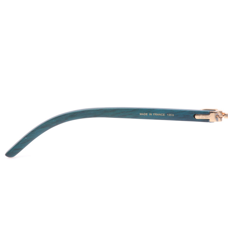 Cartier CT_3524012 Green Wood Sunglasses In Gold Gradient Blue - FashionPlug