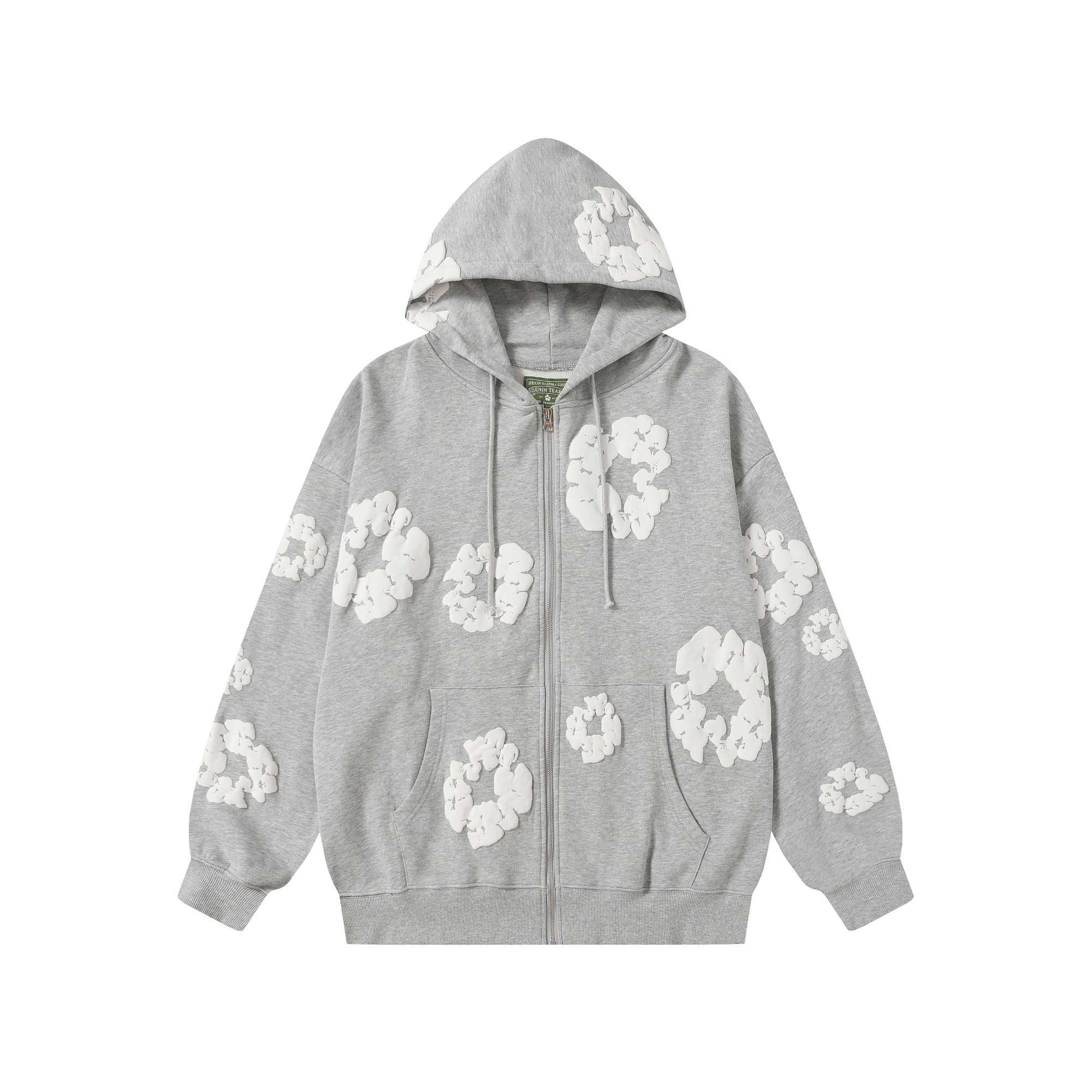 Denim Tears Cotton Wreath Zip Hoodie Grey - FashionPlug