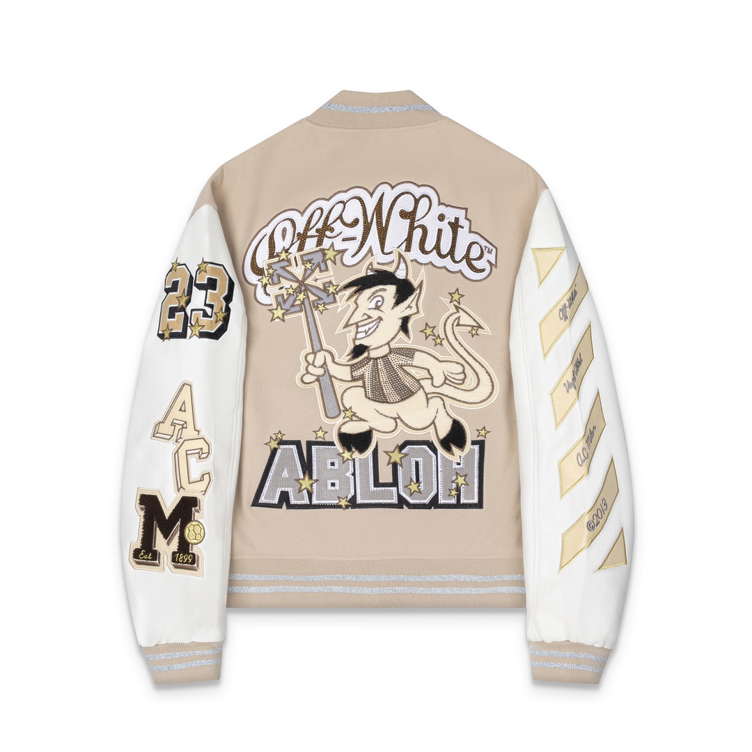 Off-White AC Milan Patch Varsity Jacket - FashionPlug