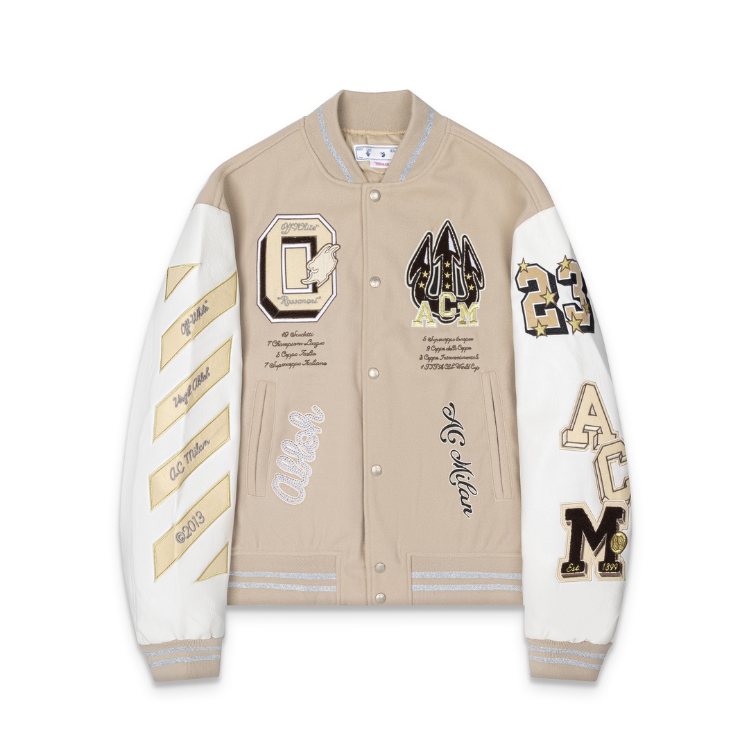 Off-White AC Milan Patch Varsity Jacket - FashionPlug