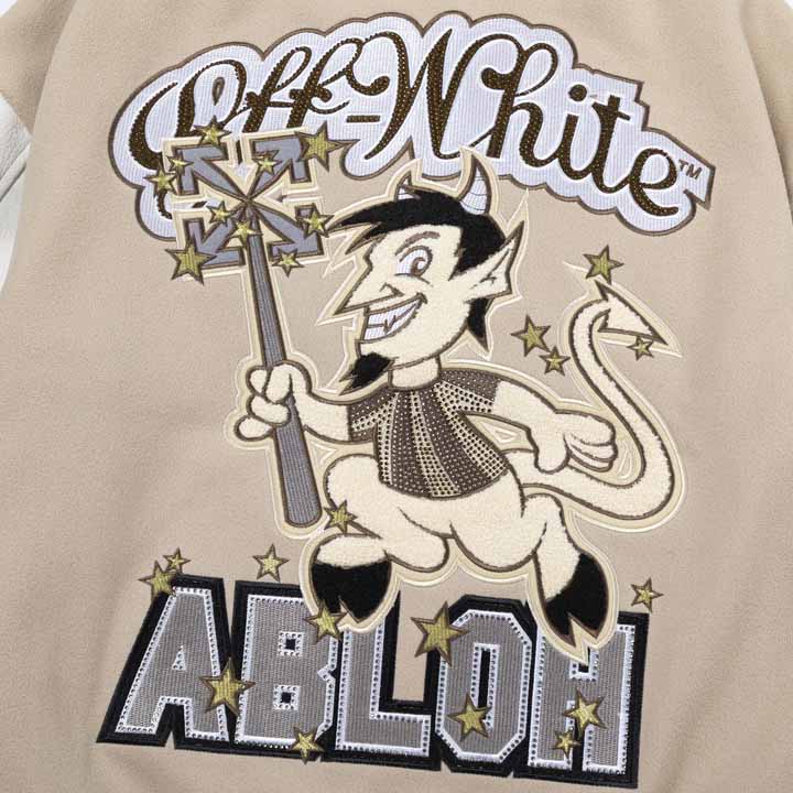 Off-White AC Milan Patch Varsity Jacket - FashionPlug