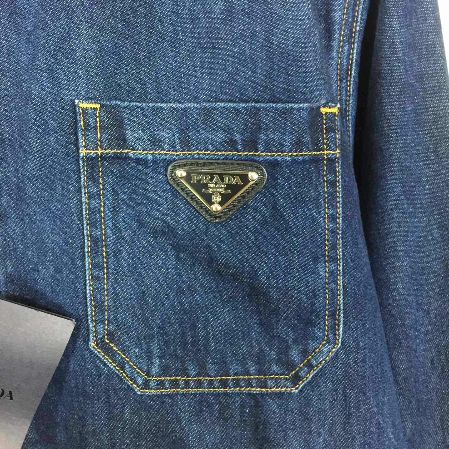 Prada Light Denim Zipper Jacket - FashionPlug