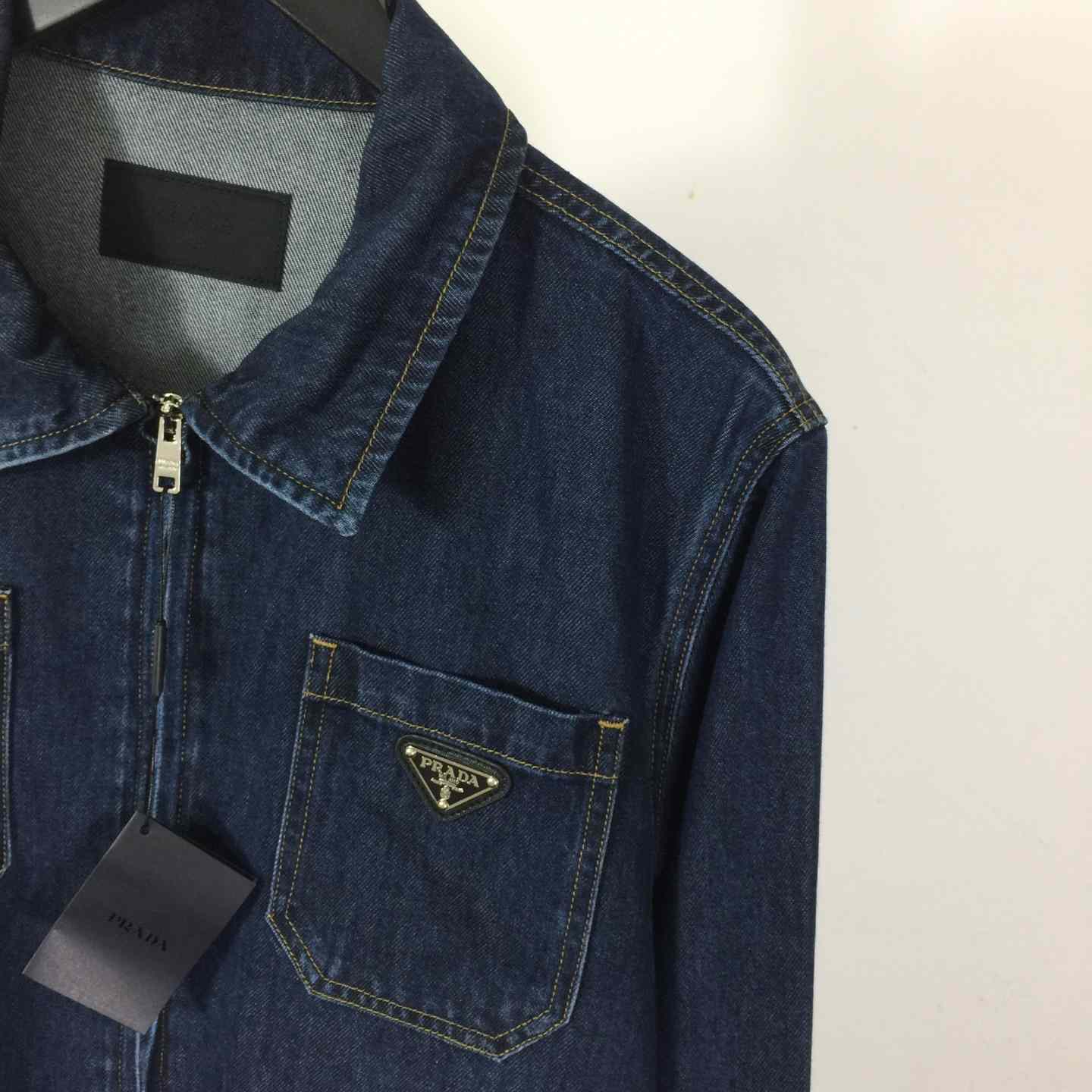 Prada Light Denim Zipper Jacket - FashionPlug