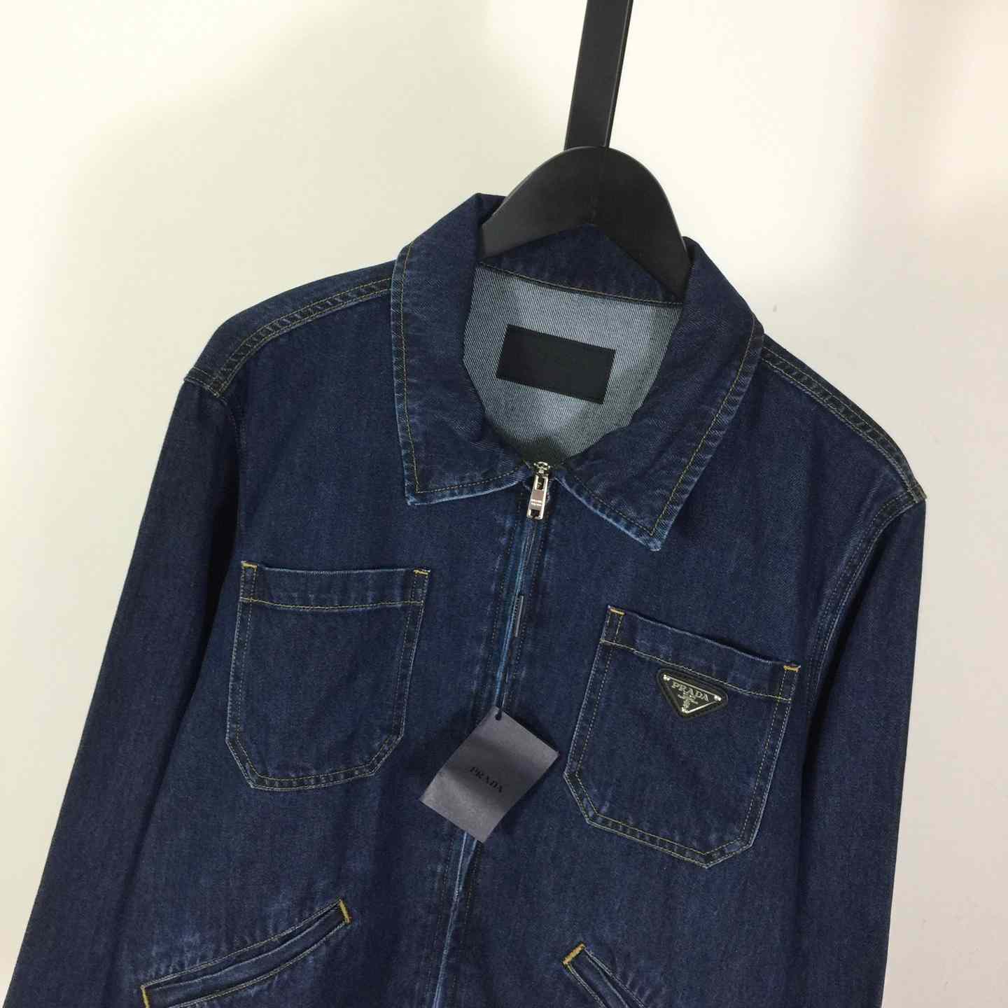 Prada Light Denim Zipper Jacket - FashionPlug