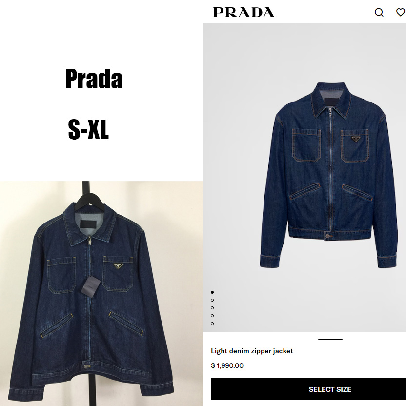 Prada Light Denim Zipper Jacket - FashionPlug