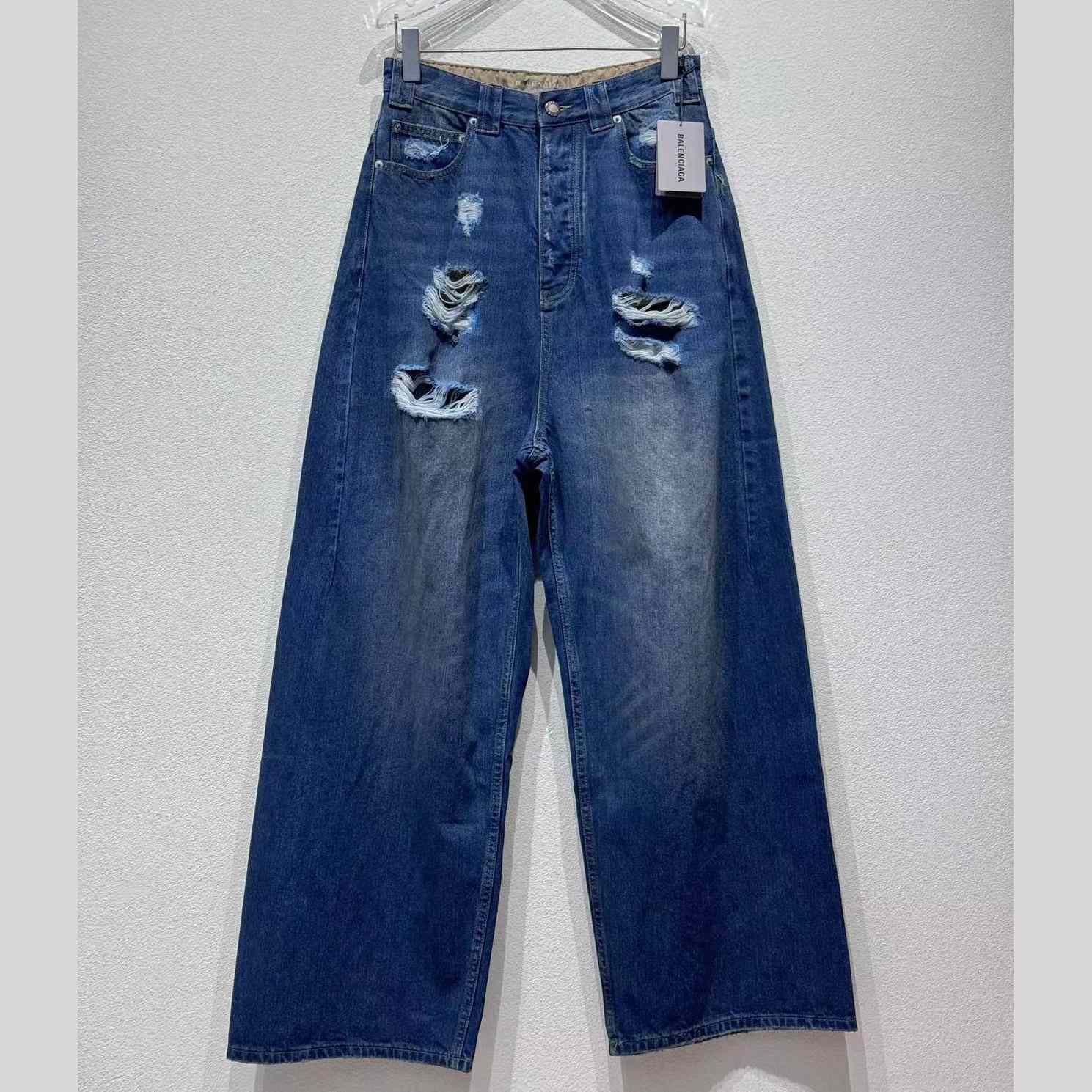 Balenciaga Baggy Pants In Blue Denim - FashionPlug