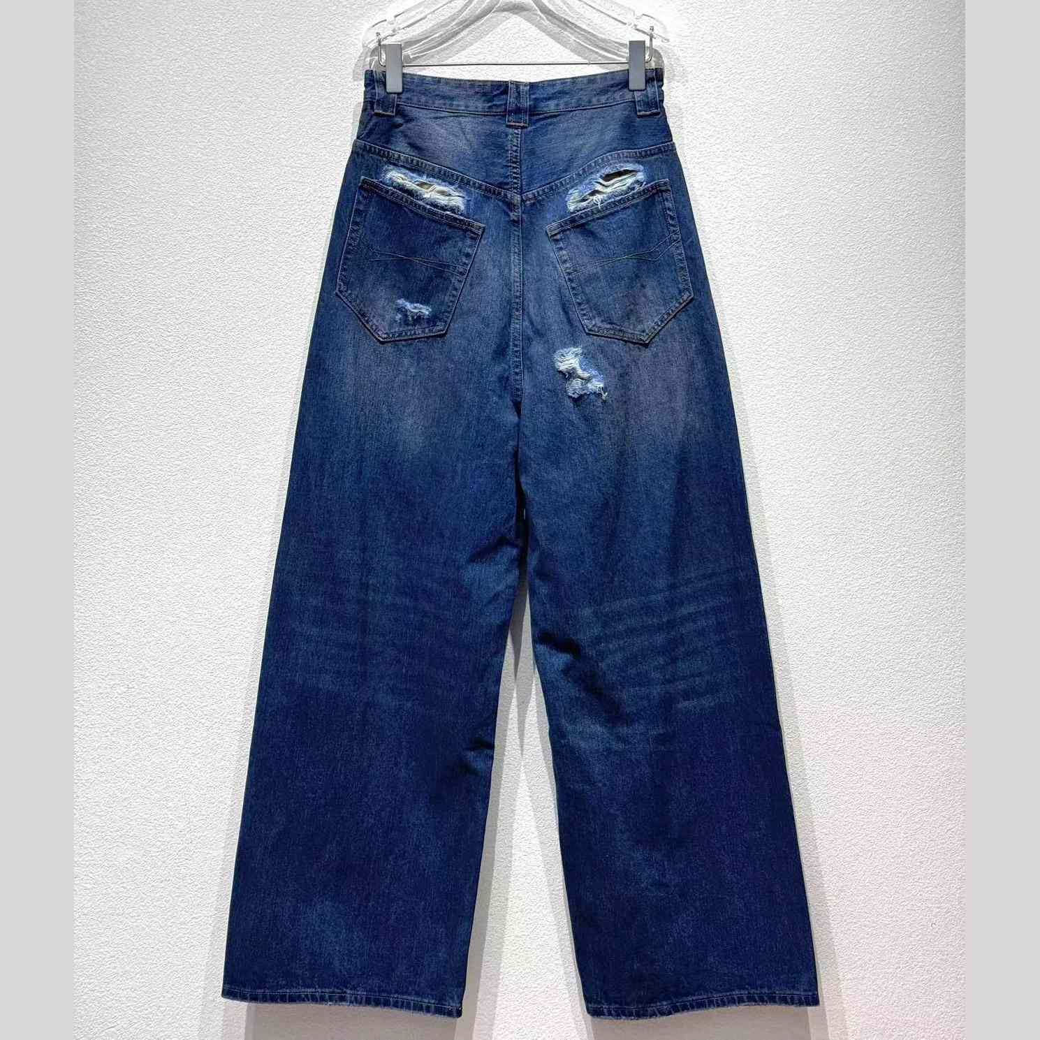 Balenciaga Baggy Pants In Blue Denim - FashionPlug