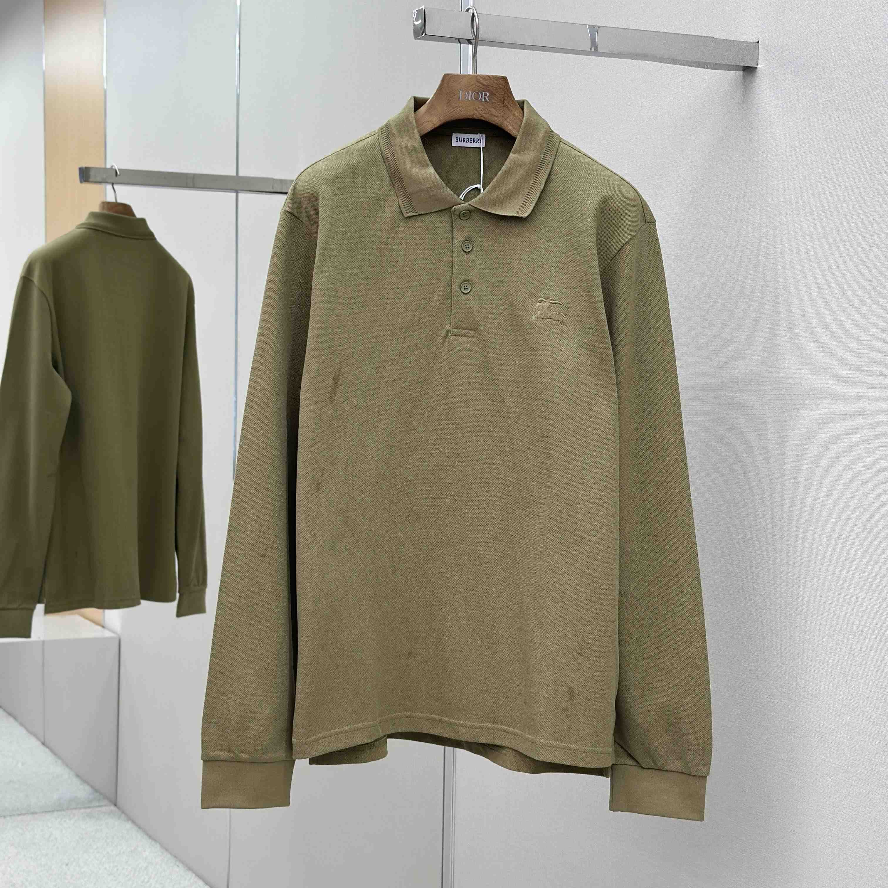 Burberry Long-sleeve Cotton Polo Shirt - FashionPlug