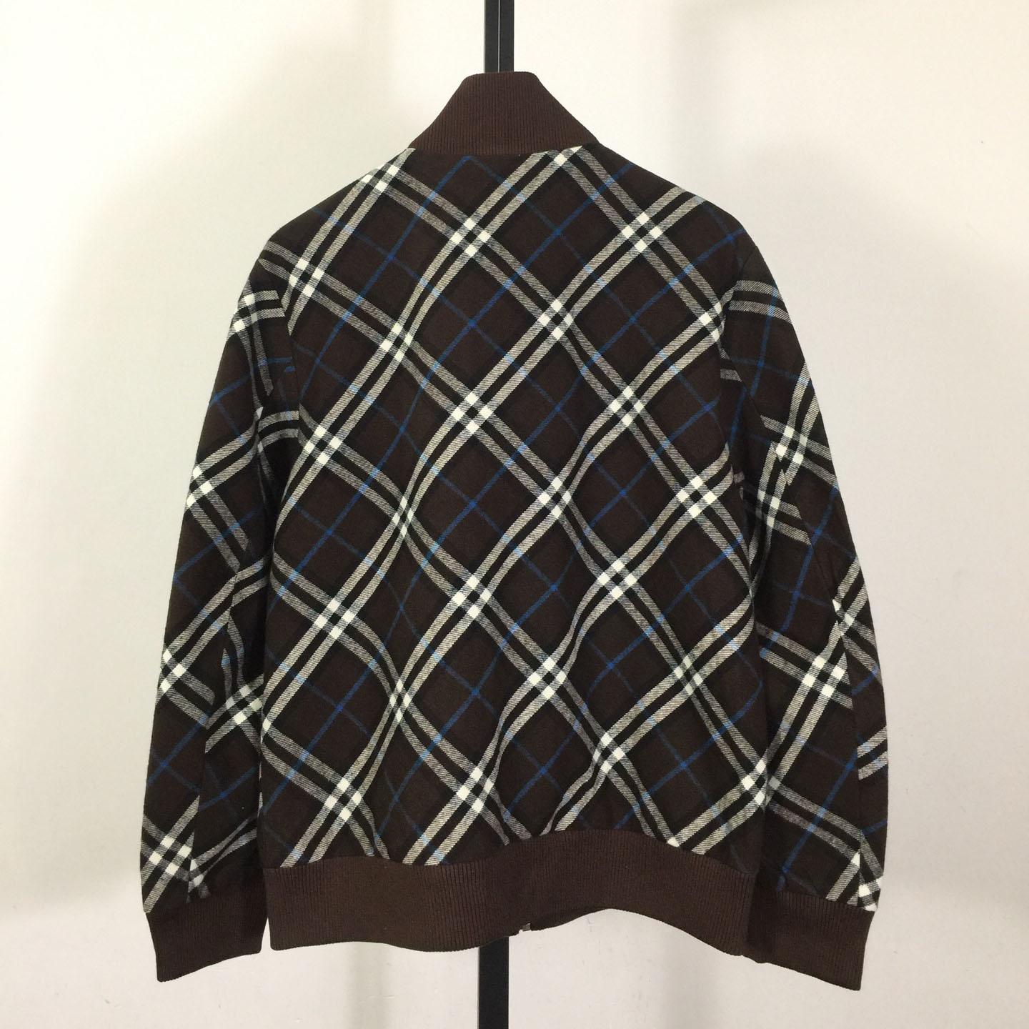 Burberry Check Wool Cashmere Bomber Jacket - FashionPlug