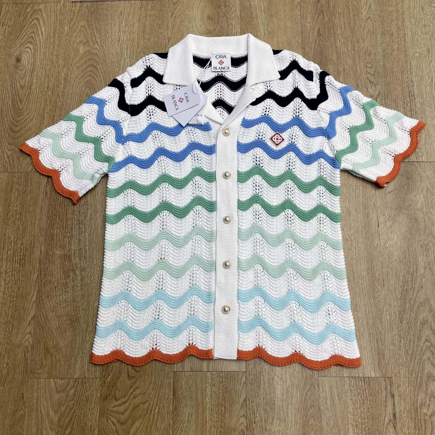 Casablanca Gradient Wave Crochet Shirt   D0107 - FashionPlug
