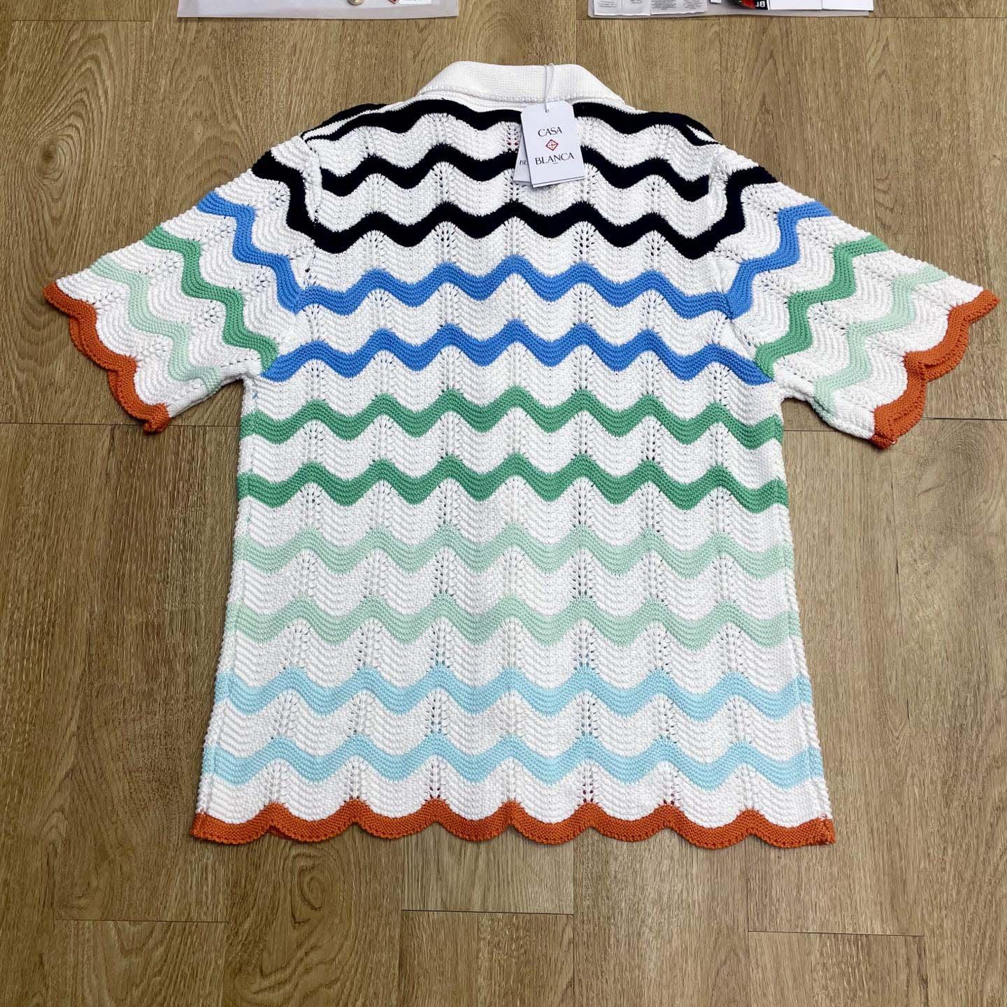 Casablanca Gradient Wave Crochet Shirt   D0107 - FashionPlug