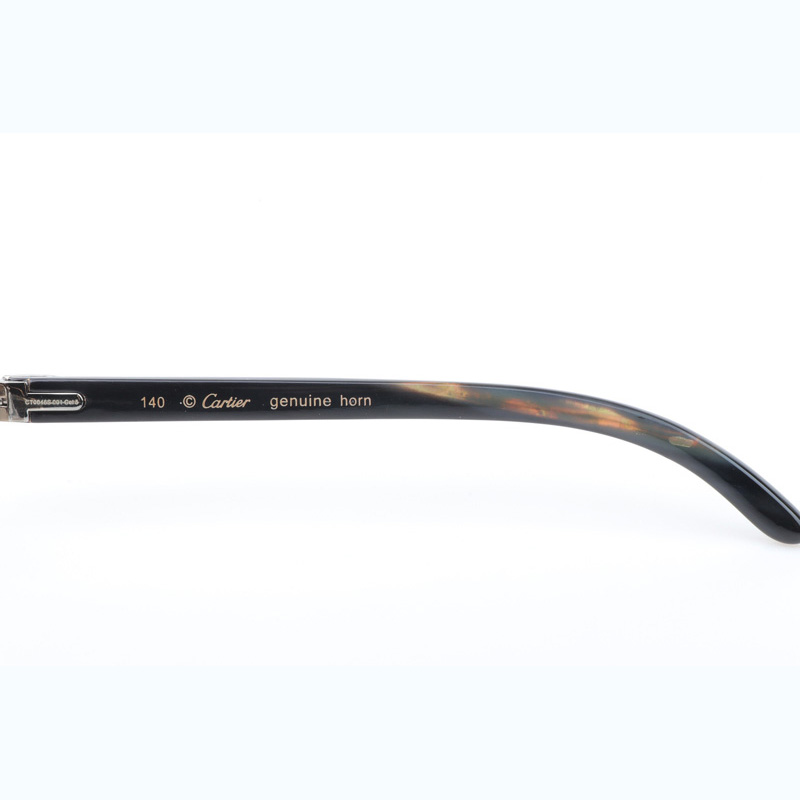 Cartier CT_3524012 Shell Mix Black Buffalo Sunglasses In Silver Brown - FashionPlug