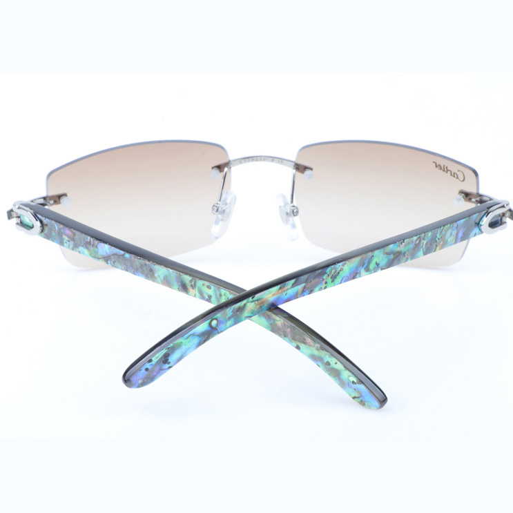 Cartier CT_3524012 Shell Mix Black Buffalo Sunglasses In Silver Brown - FashionPlug
