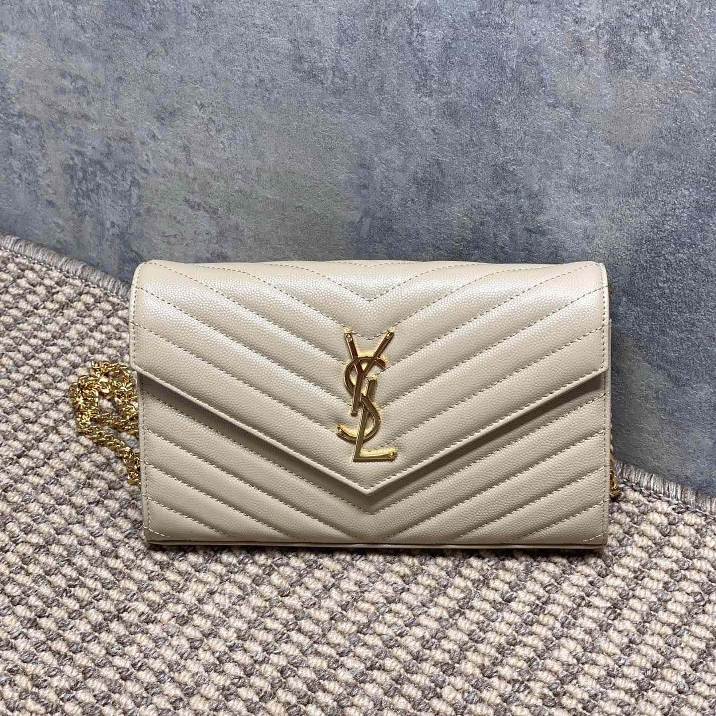 Saint Laurent Cassandre Chain Wallet In Lambskin - FashionPlug