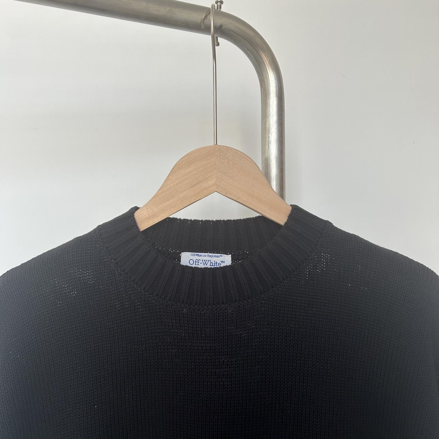 Off-White Reverse Arrow Diag Knit Crewneck 'Black/Green' - FashionPlug