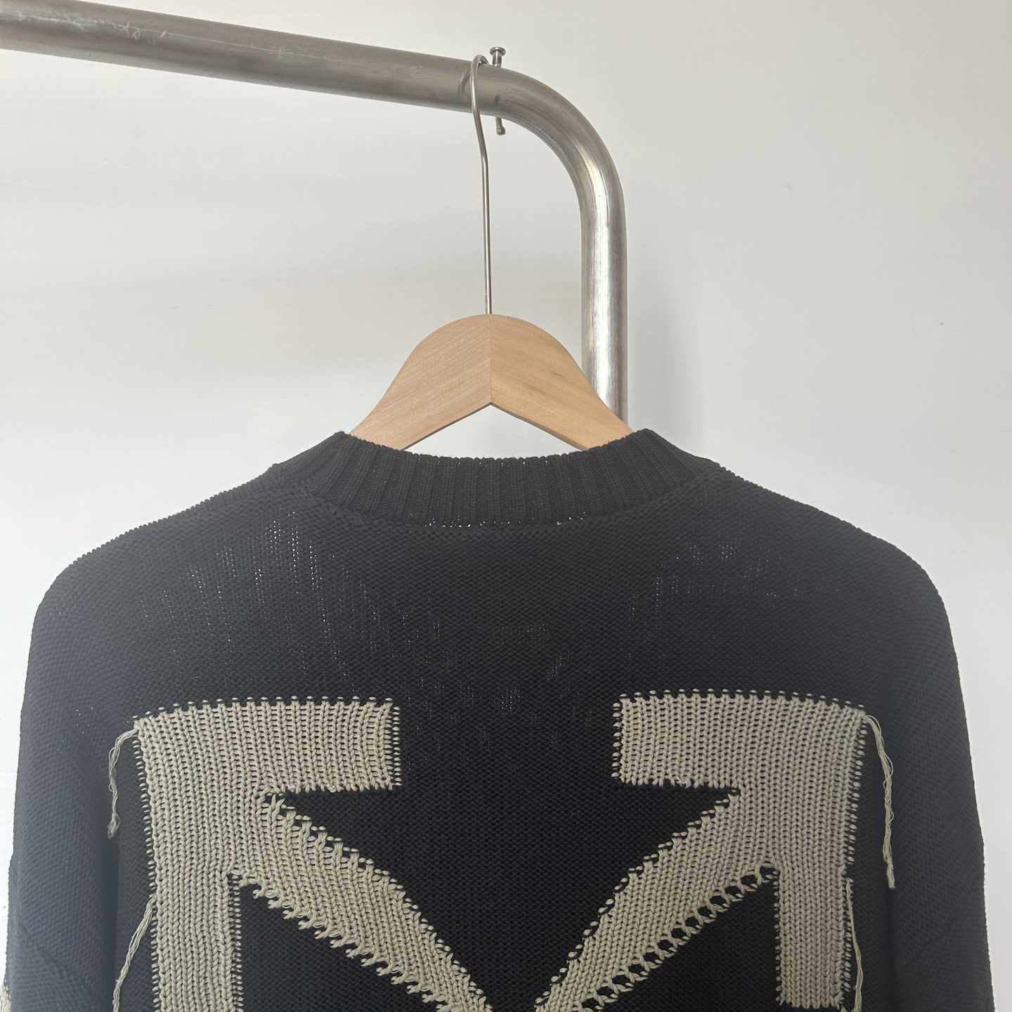 Off-White Reverse Arrow Diag Knit Crewneck 'Black/Green' - FashionPlug