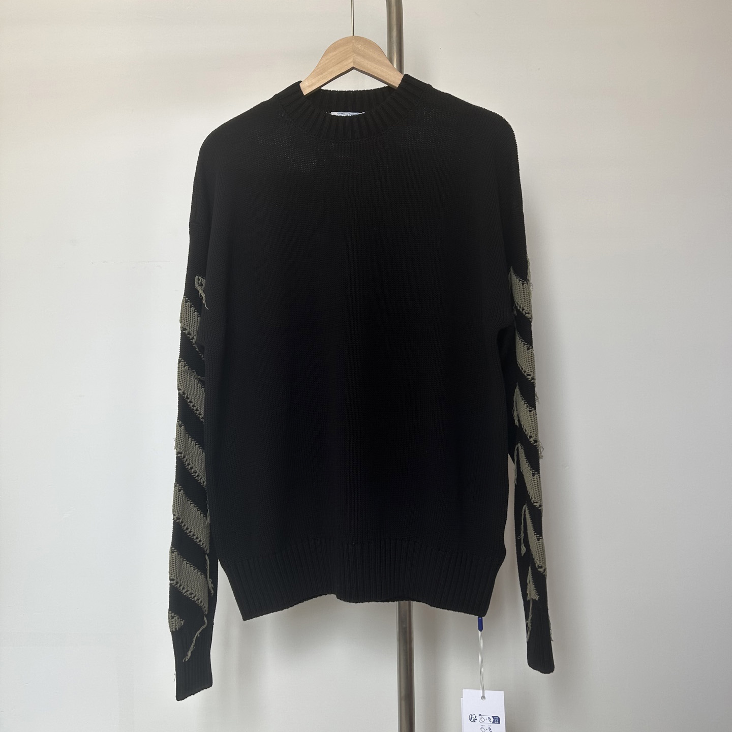 Off-White Reverse Arrow Diag Knit Crewneck 'Black/Green' - FashionPlug