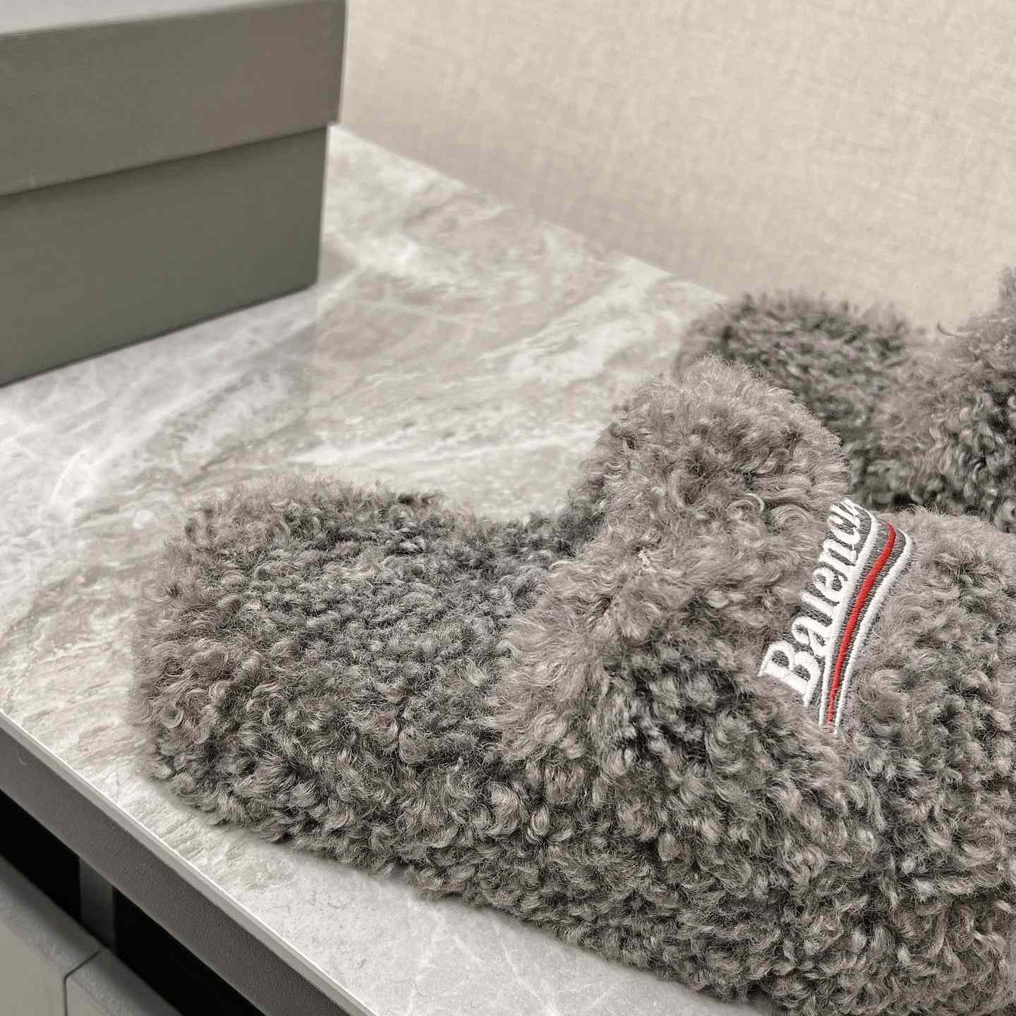 Balenciaga Furry Slide Sandals - FashionPlug