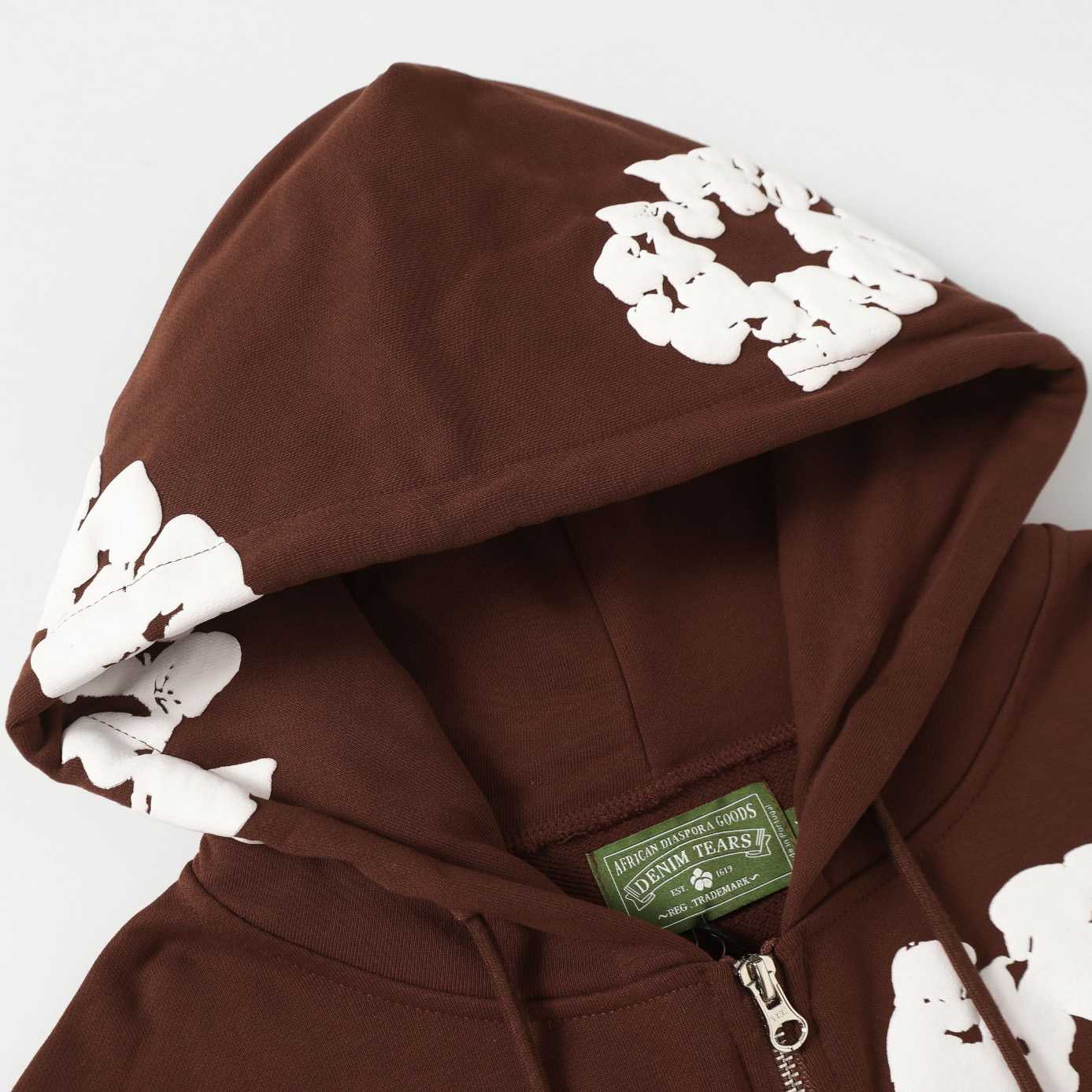 Denim Tears Cotton Wreath Zip Hoodie Brown - FashionPlug