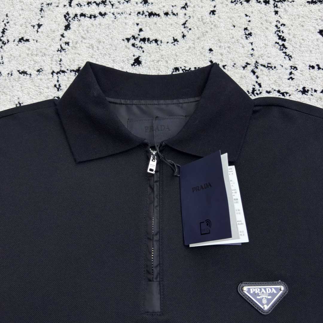 Prada Piqué Polo Shirt With Re-Nylon Details - FashionPlug