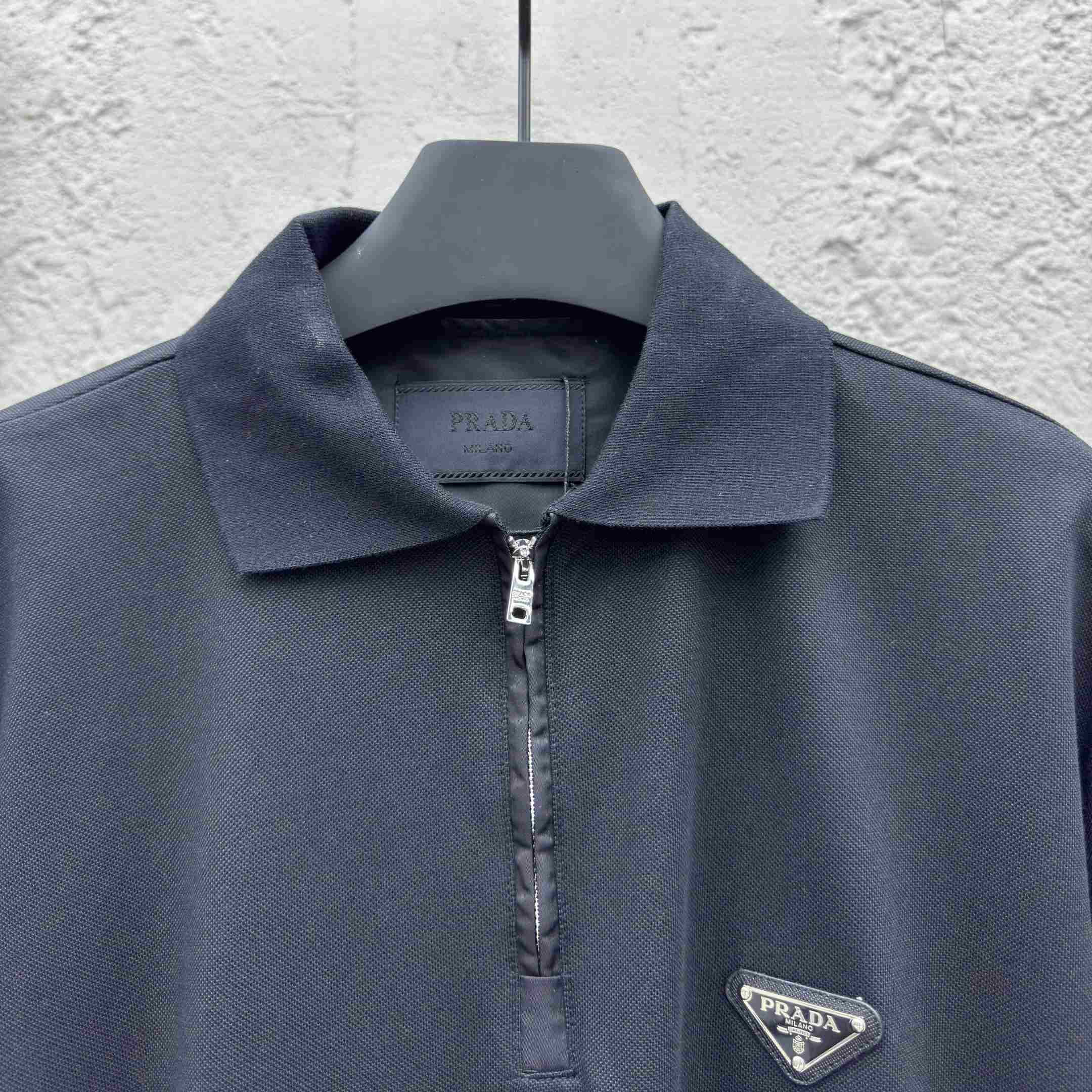 Prada Piqué Polo Shirt With Re-Nylon Details - FashionPlug