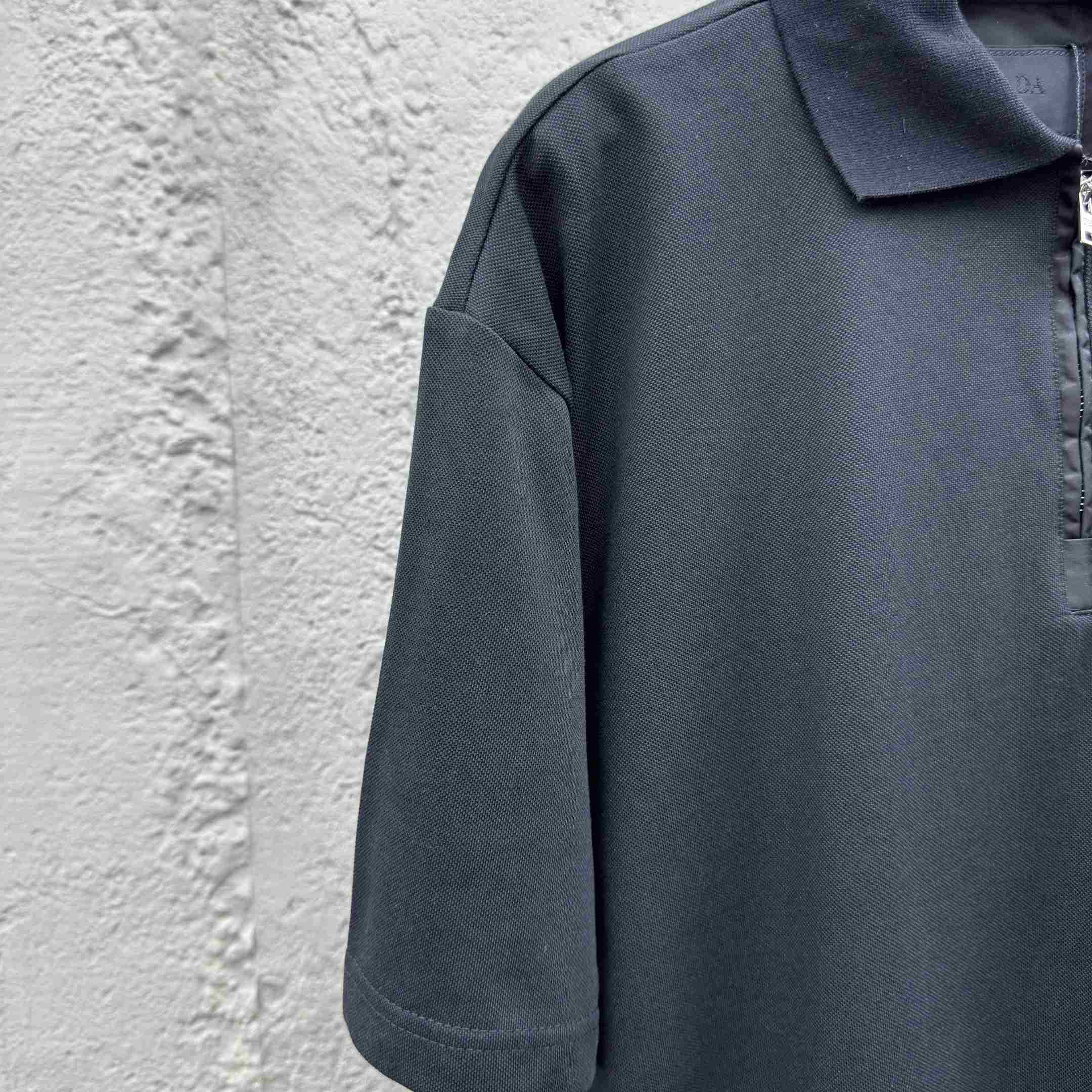Prada Piqué Polo Shirt With Re-Nylon Details - FashionPlug