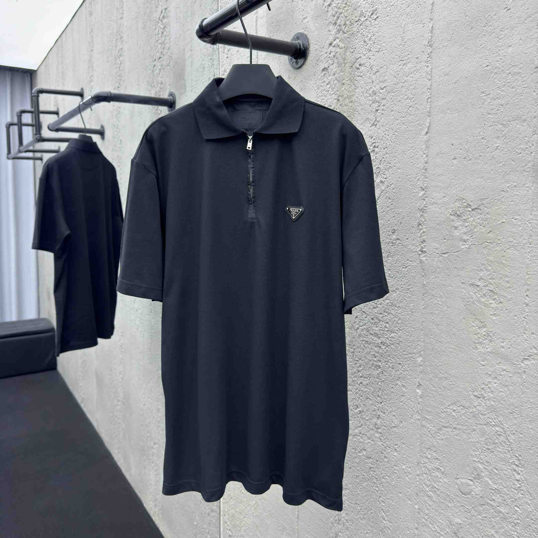 Prada Piqué Polo Shirt With Re-Nylon Details - FashionPlug