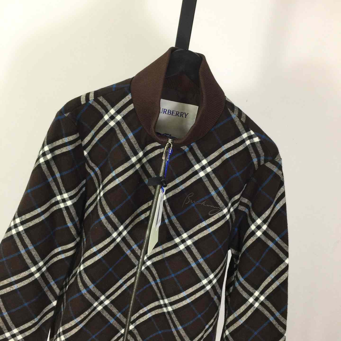 Burberry Check Wool Cashmere Bomber Jacket - FashionPlug
