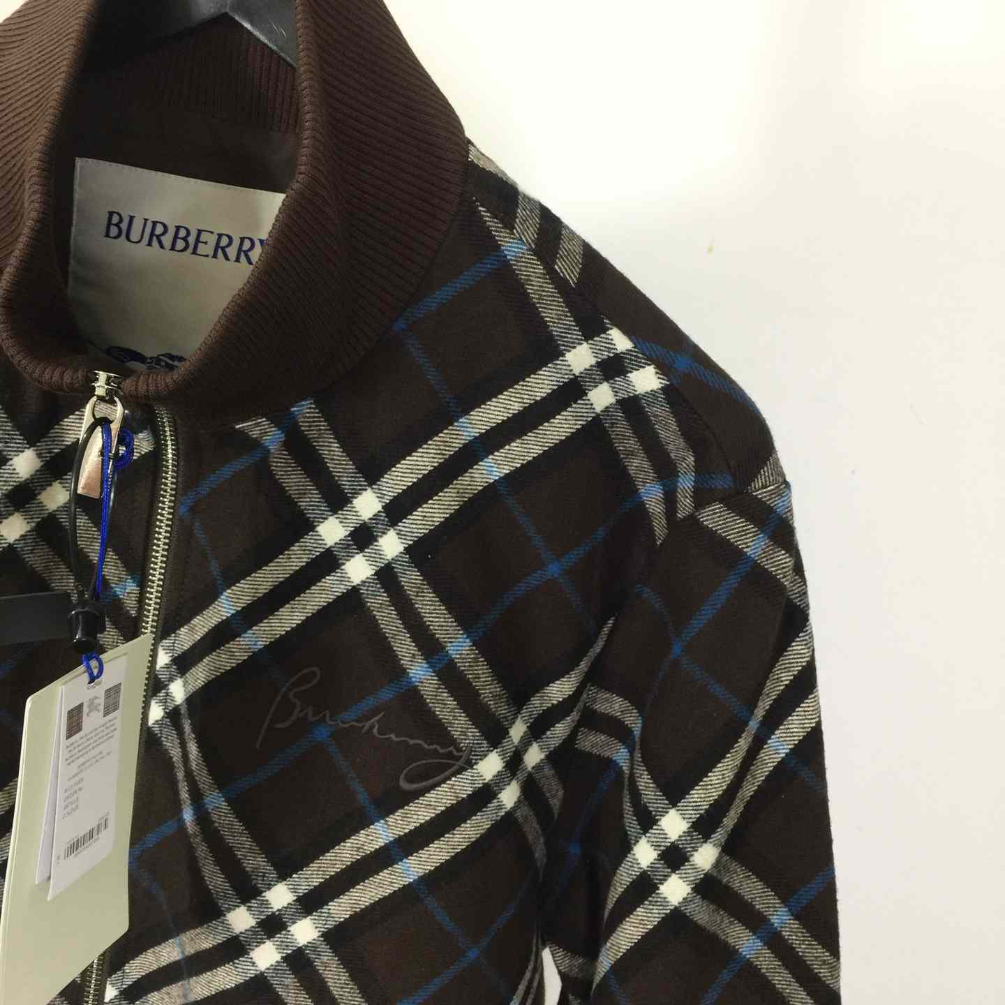 Burberry Check Wool Cashmere Bomber Jacket - FashionPlug