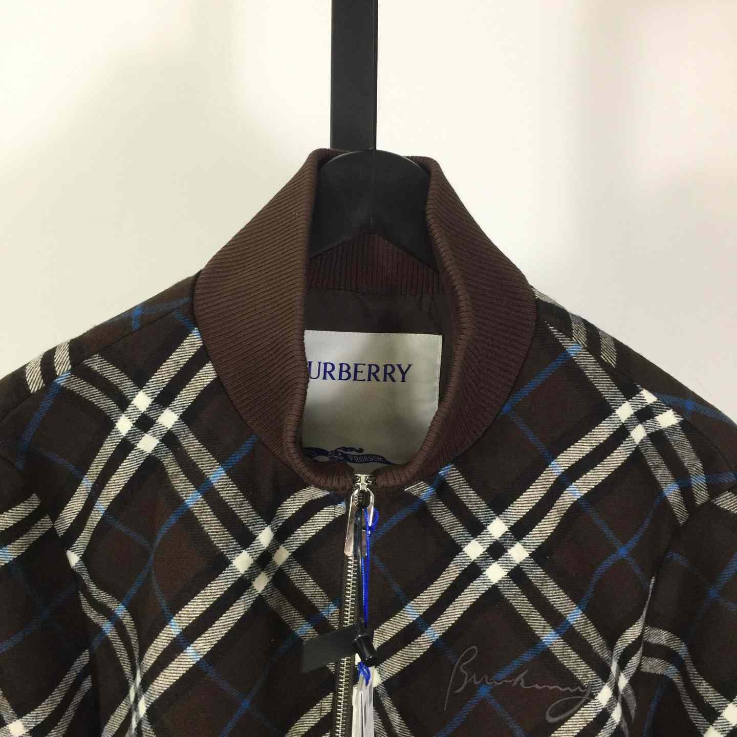 Burberry Check Wool Cashmere Bomber Jacket - FashionPlug