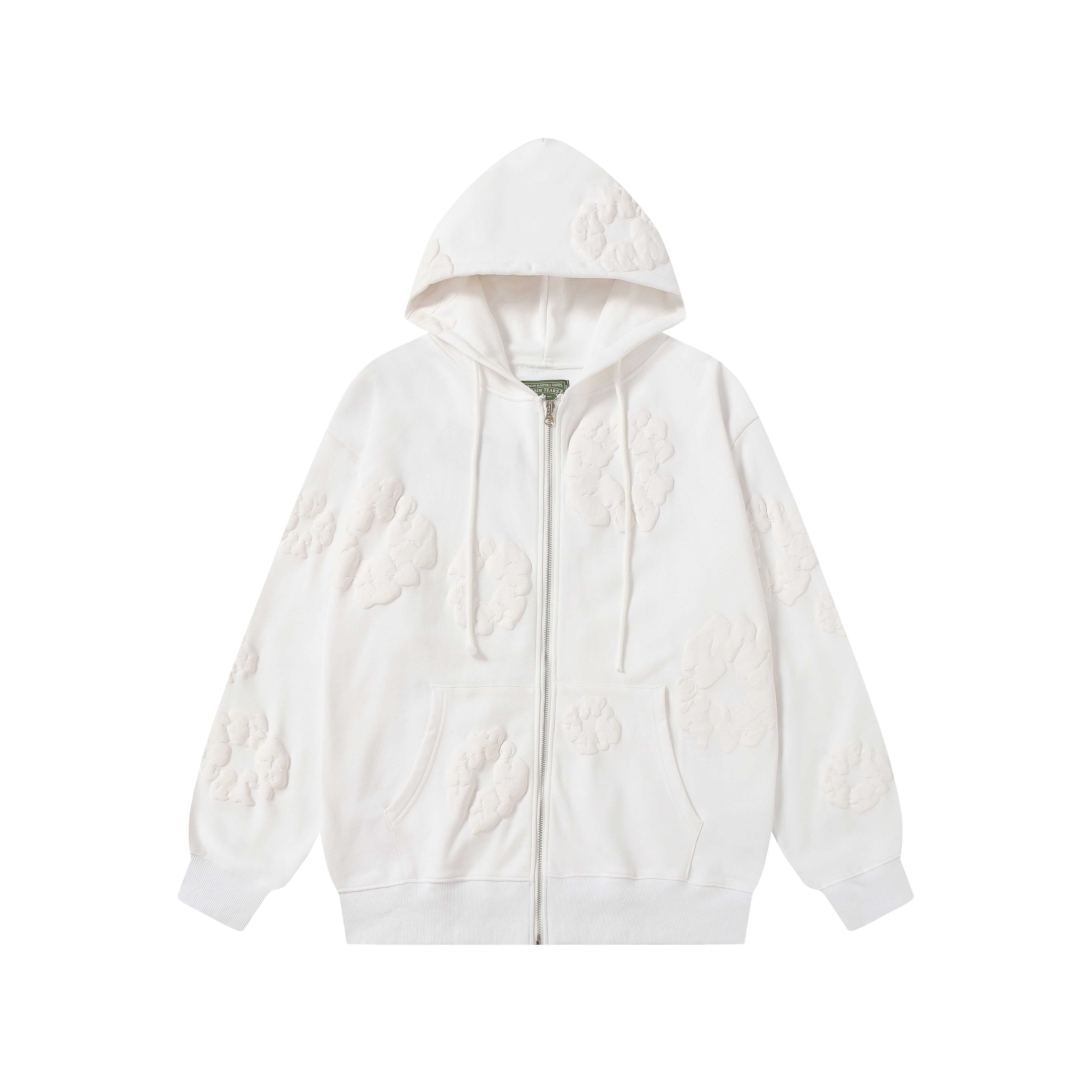 Denim Tears Cotton Wreath Zip Hoodie White - FashionPlug