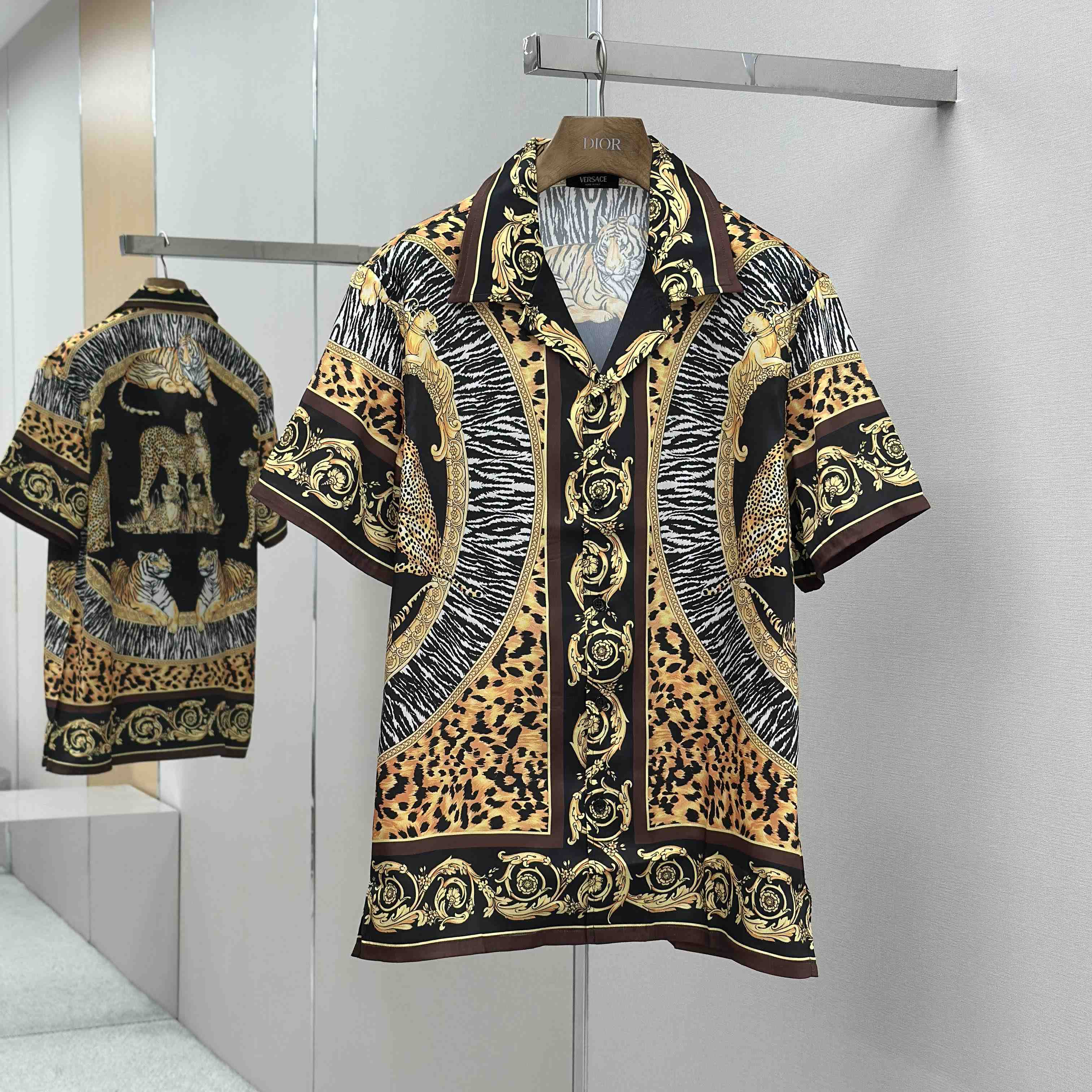 Versace Wild Cats Silk Shirt & Shorts - FashionPlug