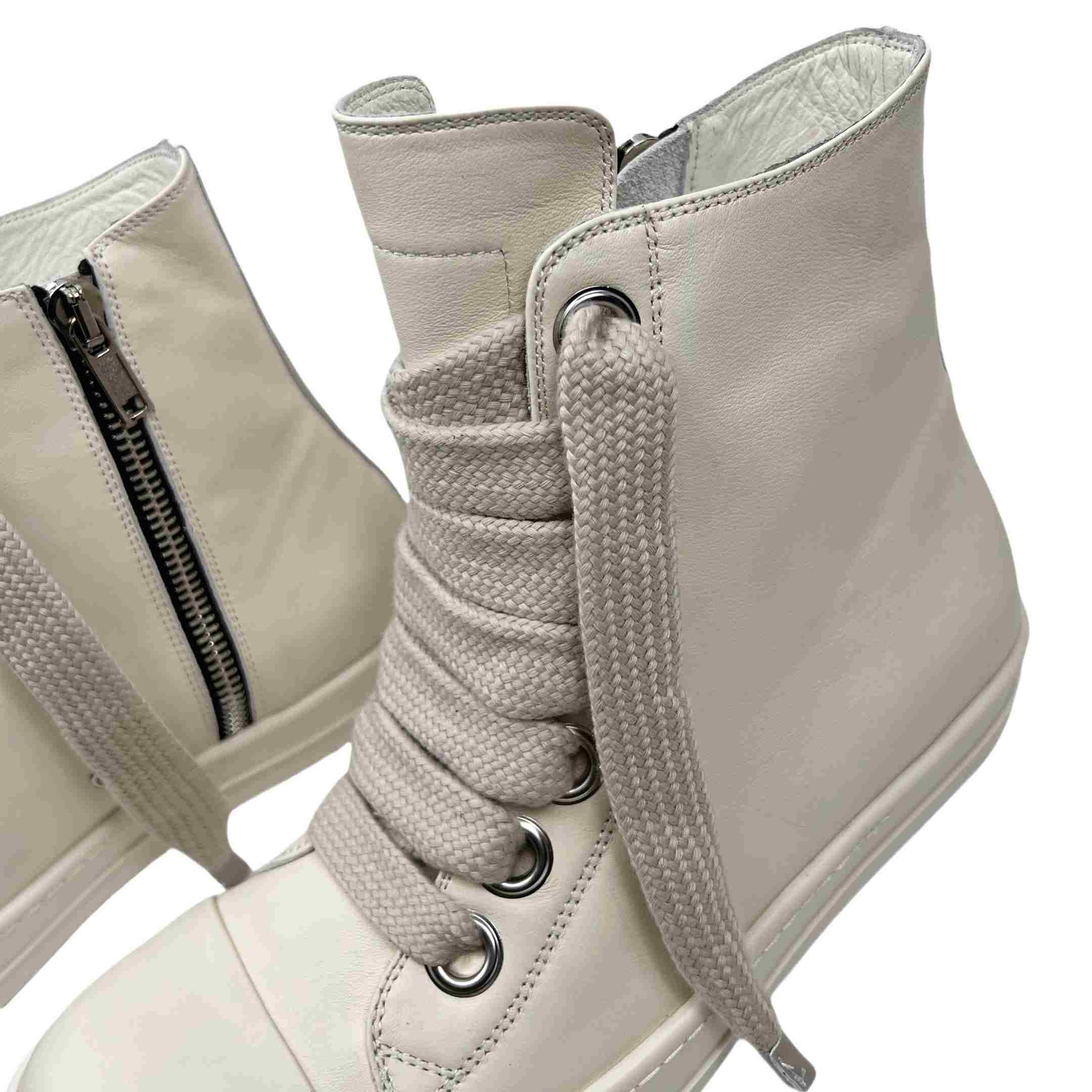 Rick Owens Lido High Sneaks Jumbo Laced Milk - FashionPlug
