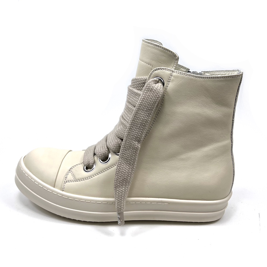 Rick Owens Lido High Sneaks Jumbo Laced Milk - FashionPlug