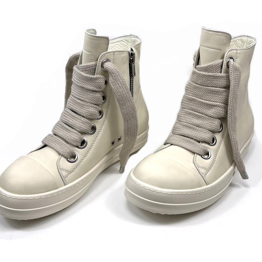 Rick Owens Lido High Sneaks Jumbo Laced Milk - FashionPlug