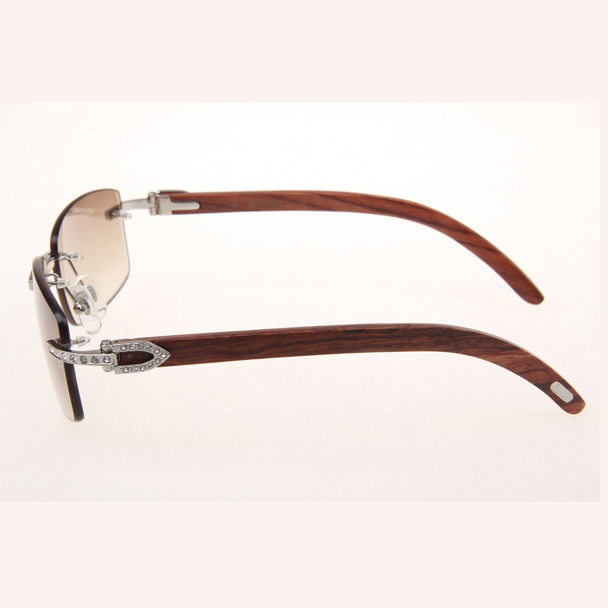 Cartier CT_3524012 Diamond Wood Eyeglasses In Silver Brown - FashionPlug