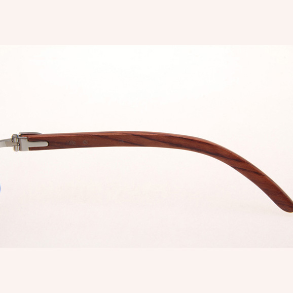 Cartier CT_3524012 Diamond Wood Eyeglasses In Silver Brown - FashionPlug