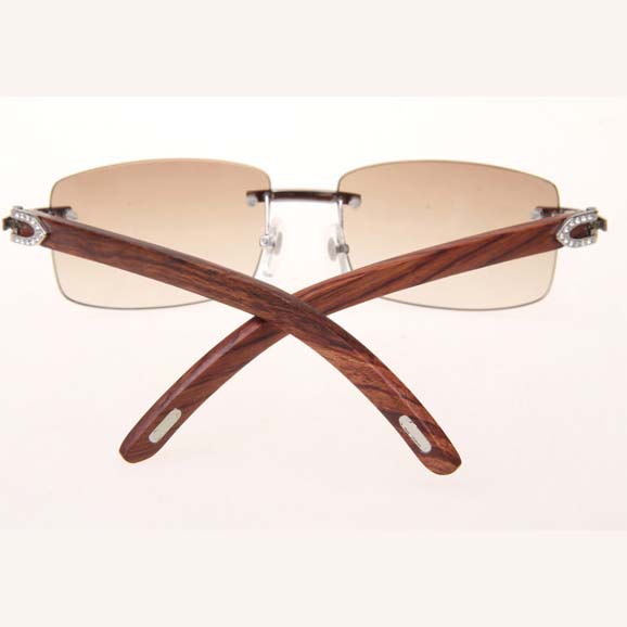 Cartier CT_3524012 Diamond Wood Eyeglasses In Silver Brown - FashionPlug