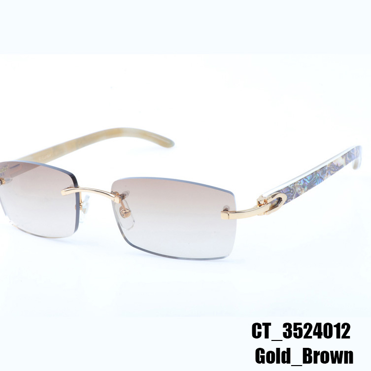 Cartier CT_3524012 Shell Mix White Buffalo Sunglasses In Gold Brown - FashionPlug
