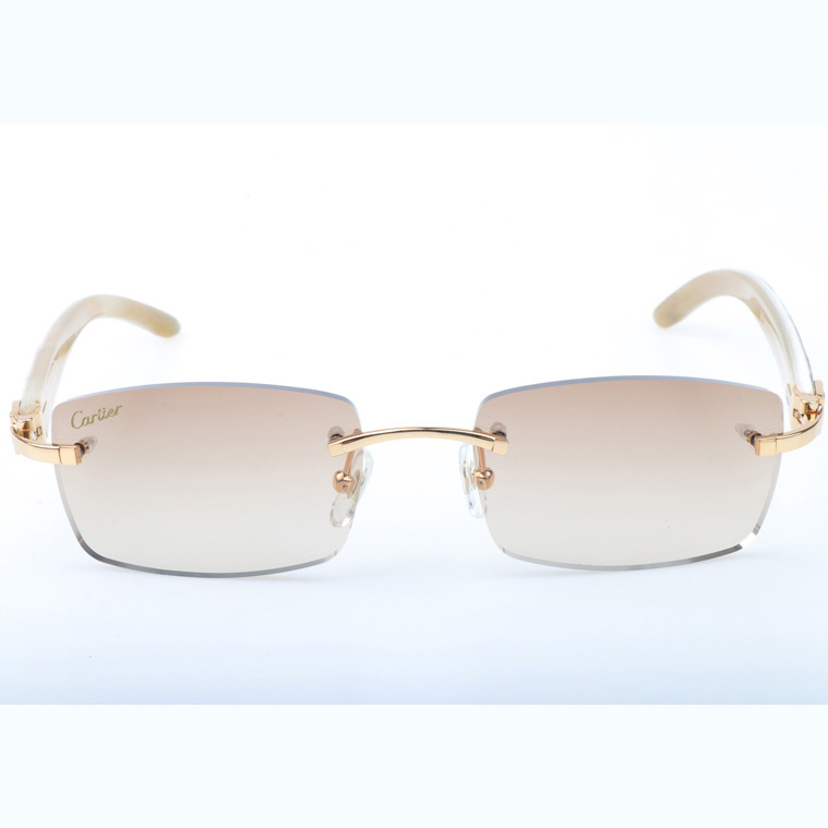 Cartier CT_3524012 Shell Mix White Buffalo Sunglasses In Gold Brown - FashionPlug